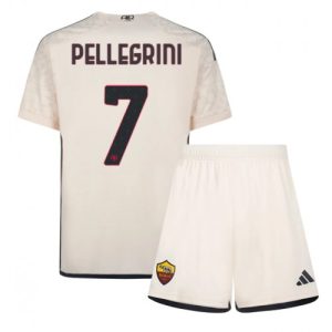 AS Roma Fotballdrakt Barn Lorenzo Pellegrini #7 Bortetrøye 2023-24 Kortermet (+ Korte bukser)